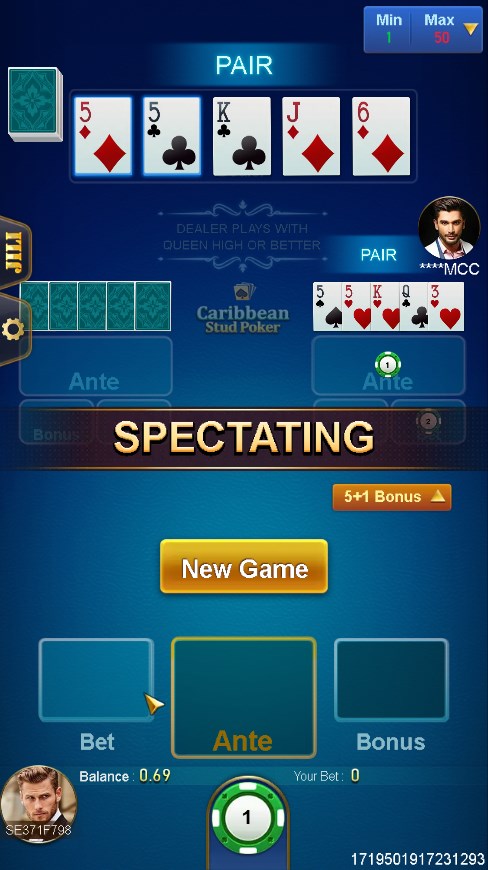 Virtual Caribbean Stud Poker